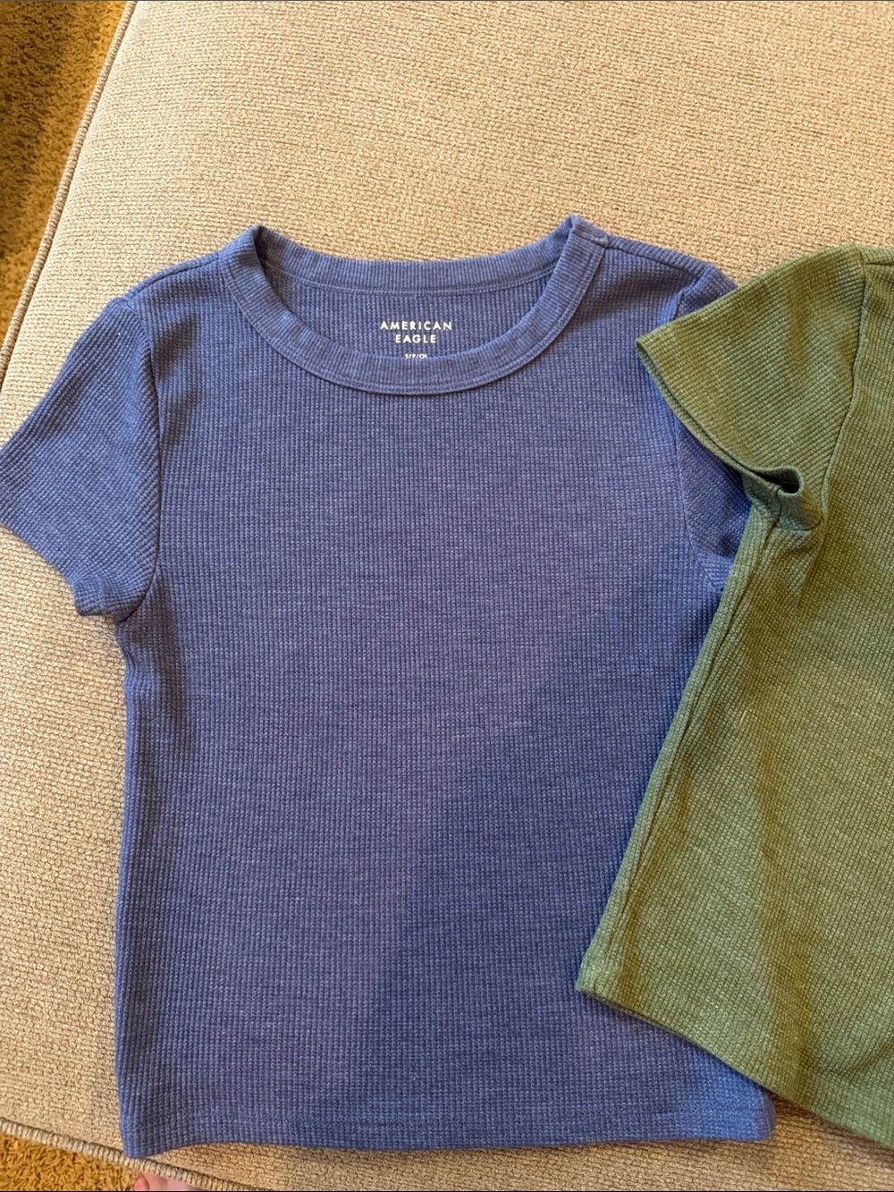 American Eagle Outfitters Navy & green Waffle knit Short-Sleeve Tees